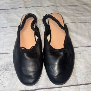 J Crew Zoe Sling Back Ballet Flat Shoes Black 11 Leather